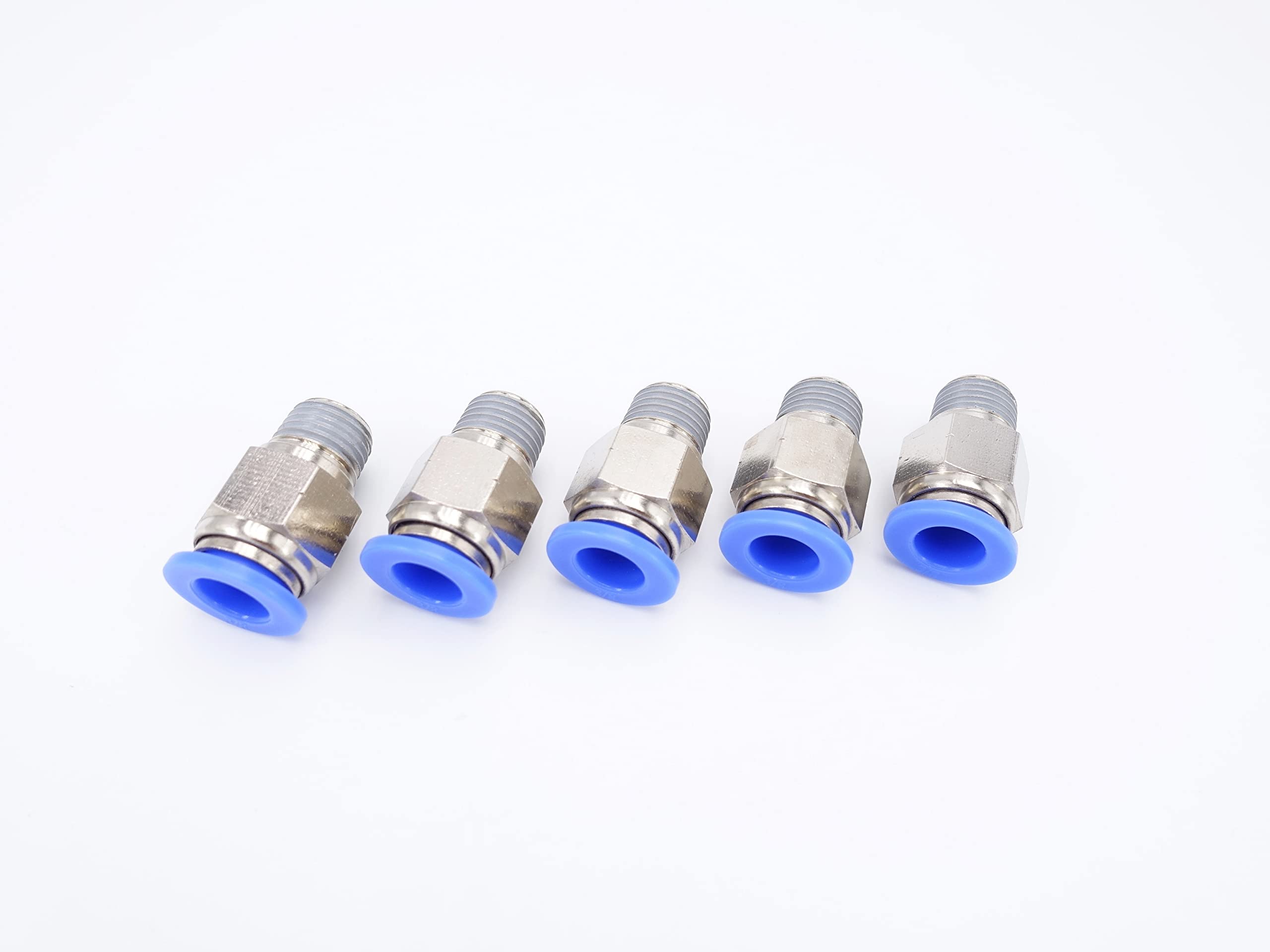 IVLPHA Push to Connect Fitting 3/8" Tube OD x 1/4" Male NPT Thread, Pneumatic Male Straight Air Water Line Quick Push in Connectors (Pack of 5)
