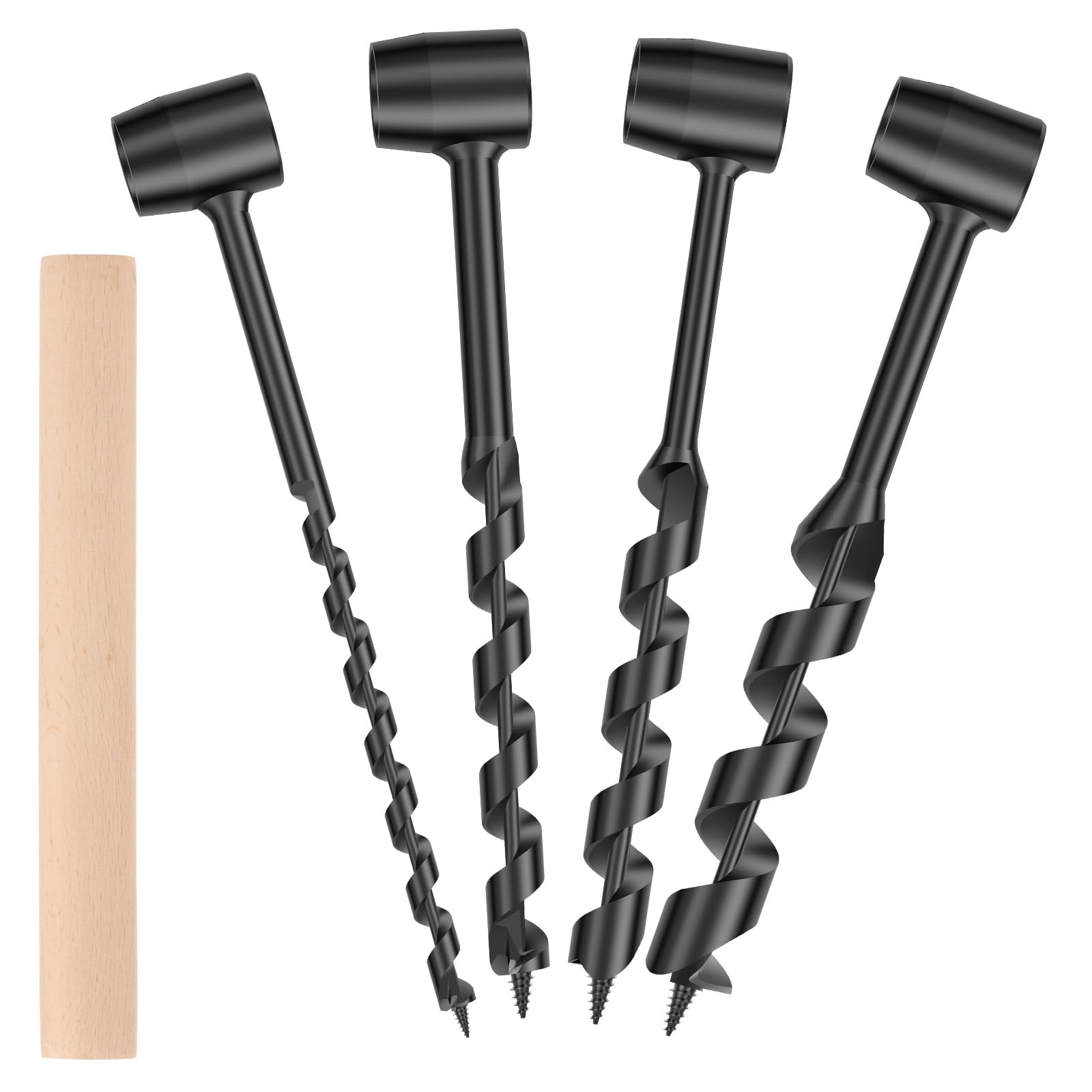 4 Pcs Manual Bushcraft Wood Drill Multifunctional Wood Drill Scotch Eye Hand Drilling Tool for Woodworking Outdoor Survival Camping