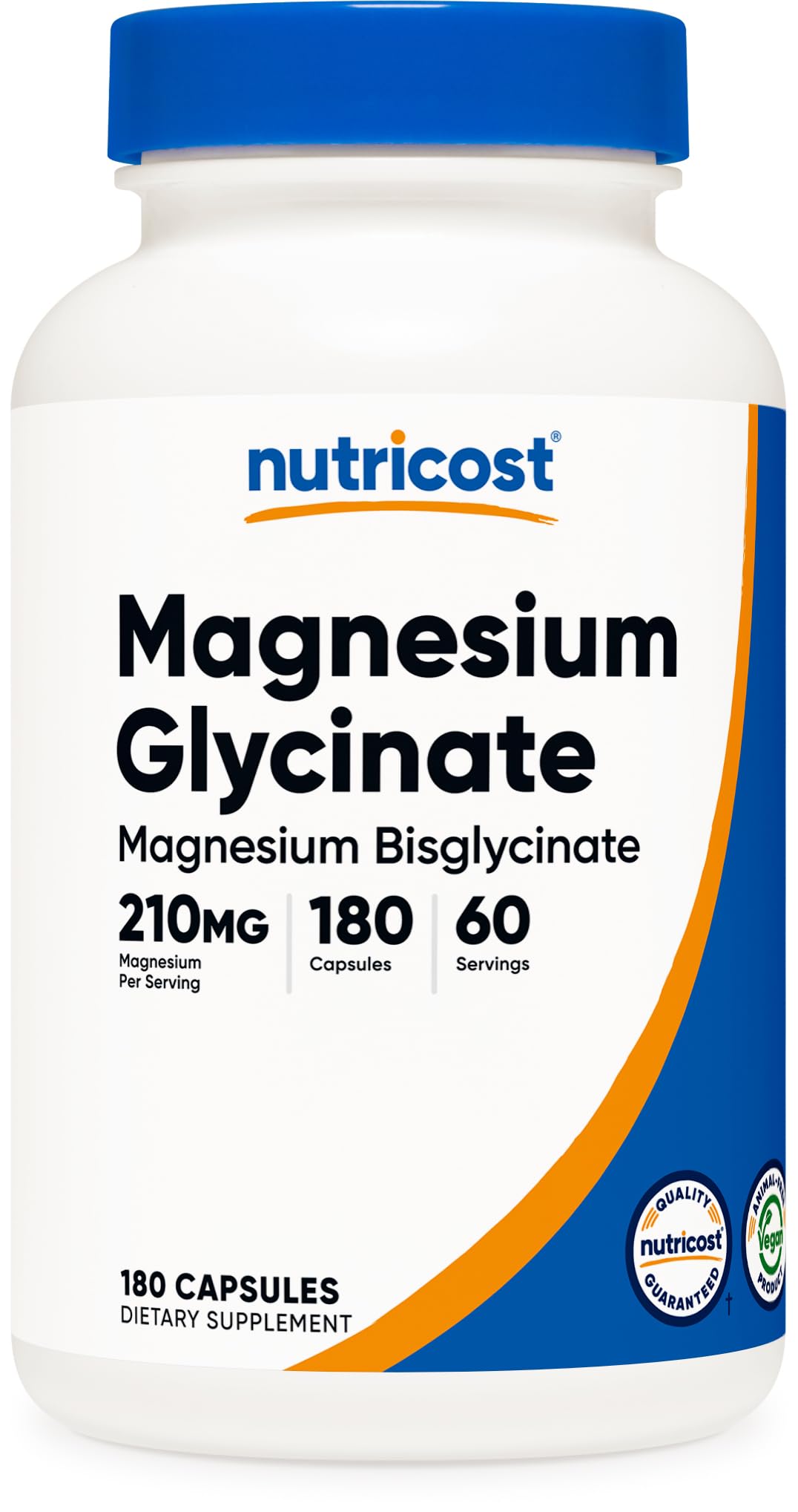 NutricostMagnesium Glycinate Capsules (180 Capsules, 210 mg Per Serving) - Magnesium Glycinate Supplement for Gentle Absorption