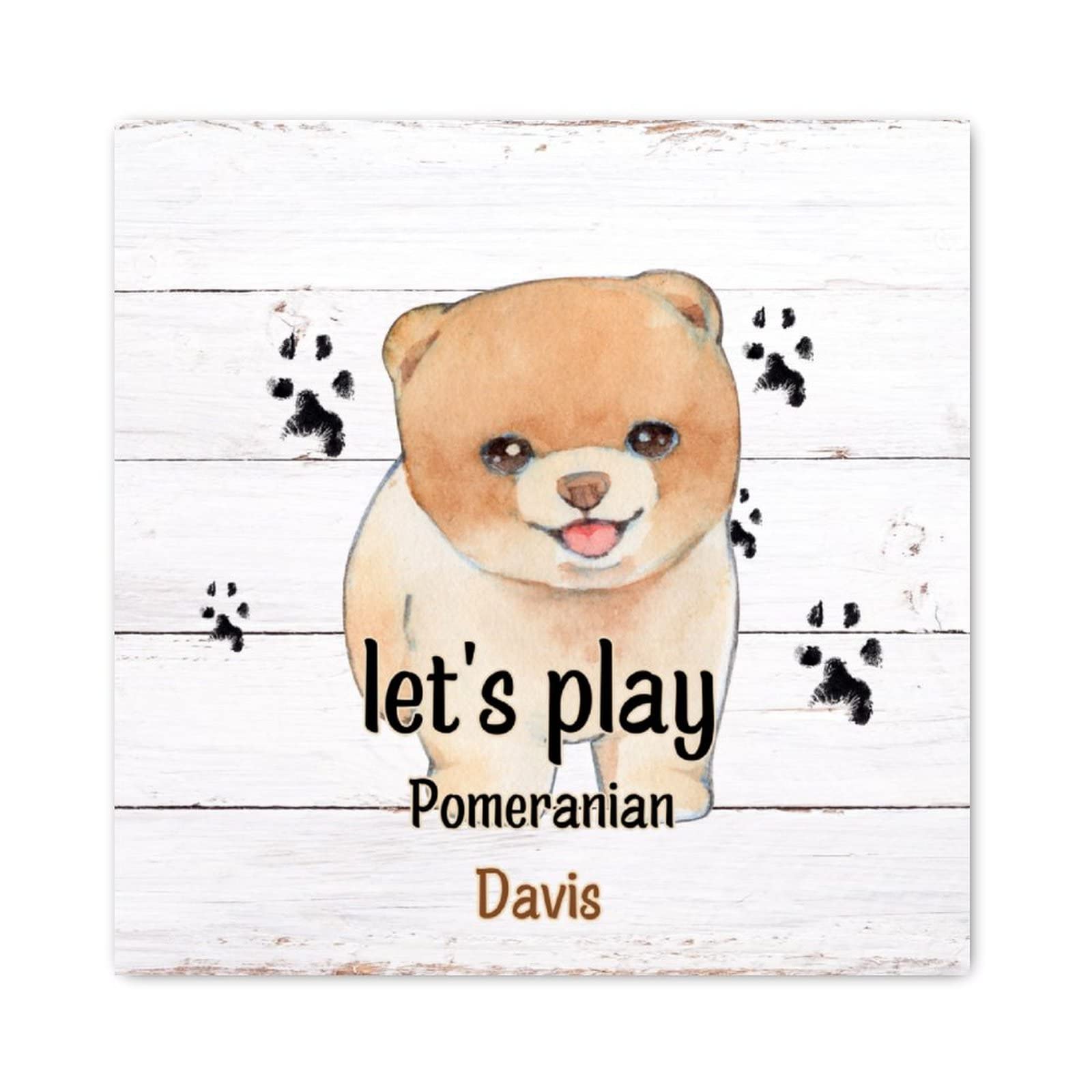 Panneau en bois personnalisé Poméranie, idée cadeau originale pour propriétaire de chien