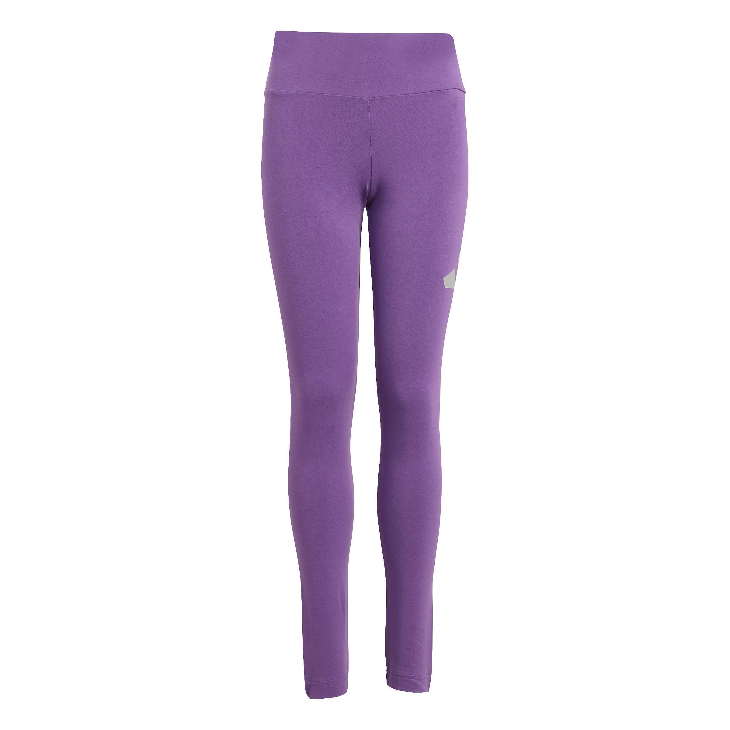 adidas Girl's Junior Girl Everyday Glam Cotton Leggings, active purple/silver met., 9-10 Years