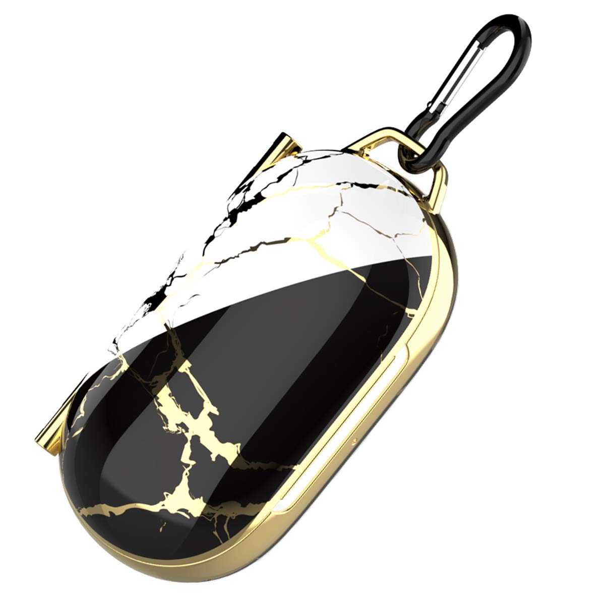 GOLINK Marble Case for Samsung Buds Plus, Bling Chrome Full Body Protection Hard PC Case Cover with Printing Designs for Samsung Galaxy Earbuds+ Charging Case(Black/White)