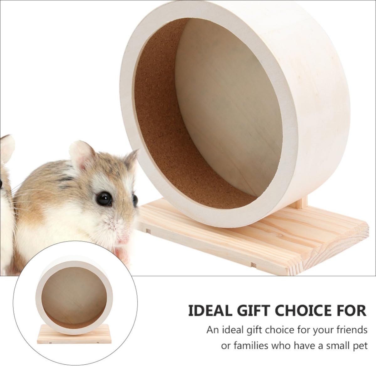 ibasenice Ruota da Corsa Silenziosa Design Mute in Legno Supporto Robusto per Esercizio Sano e Divertente per Criceti e Porcellini D'india in Casa