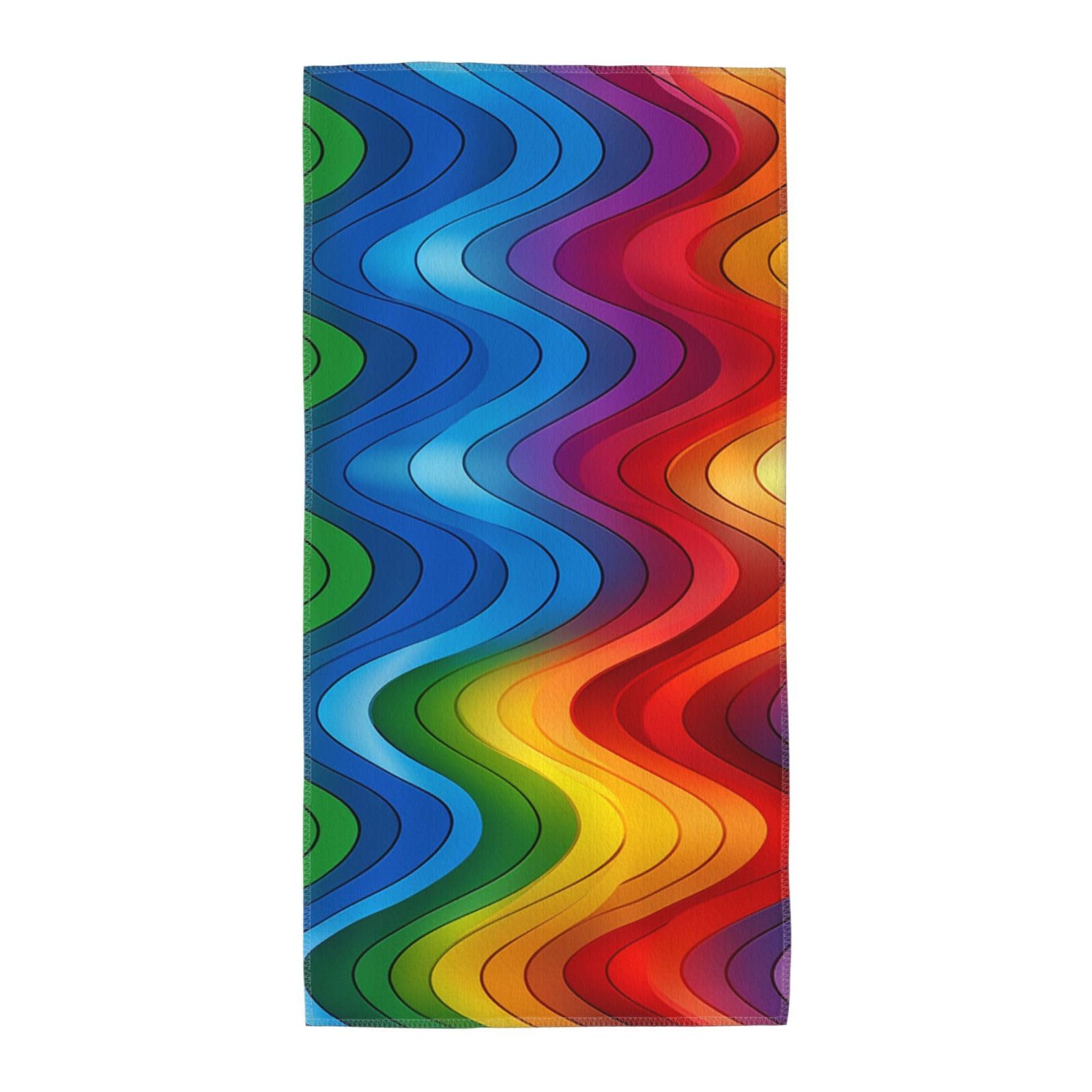 FodPand Microfiber Hand Towels for Bathroom, Soft Absorbent Decorative Face Towel Rainbow Guest Bath Towel 13.8"X27.5" Kitchen Dish Towel for Bathroom Kitchen Hotel Gym Spa Towels