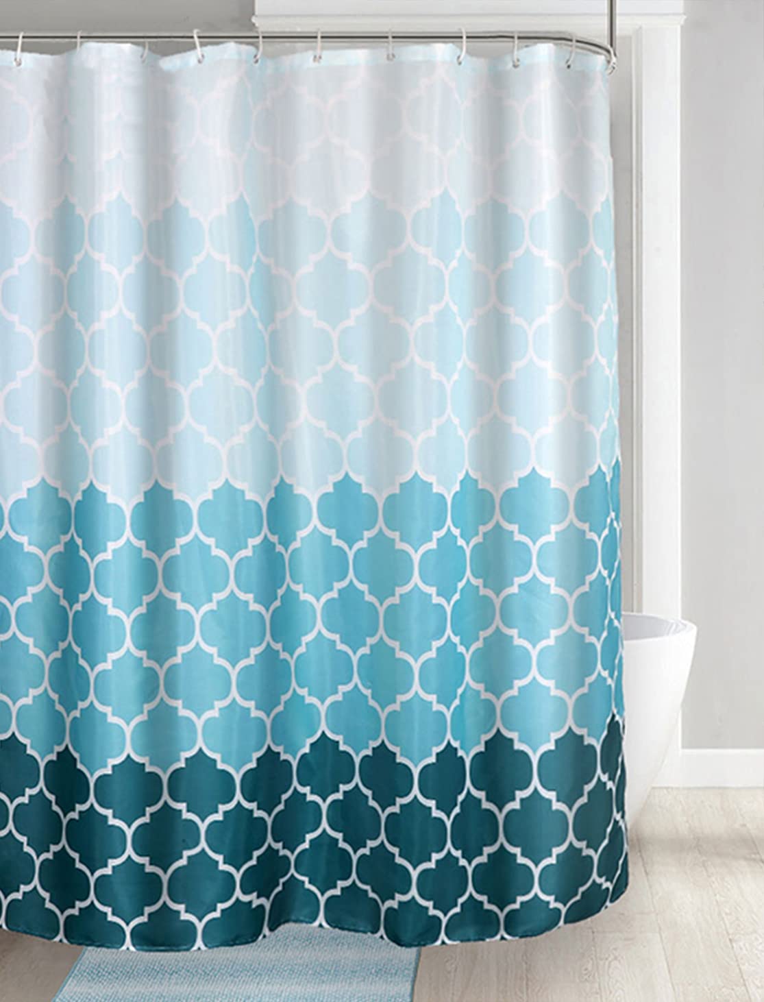 homewards 100% Polyester Water Repellent Geometric Design (180 cm x 180 cm) 6ft x 6ft Shower Curtain with 12 Hooks