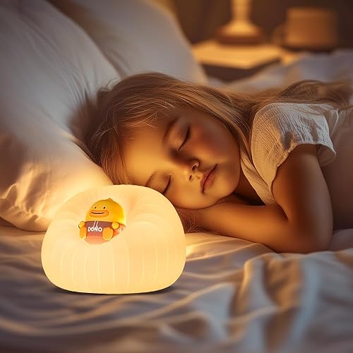 Miniatura 6 de Luz nocturna para dormitorio, lámpara LED recargable con 3 brillo ajustable y apagado automático, diseño de silicona suave, control táctil, adecuada