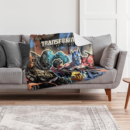 Miniatura 6 de Transformers Rise of The Beasts - Manta de 50 x 60 pulgadas Optimus Primal Primal Mural Silky Touch Sherpa Back Super Soft