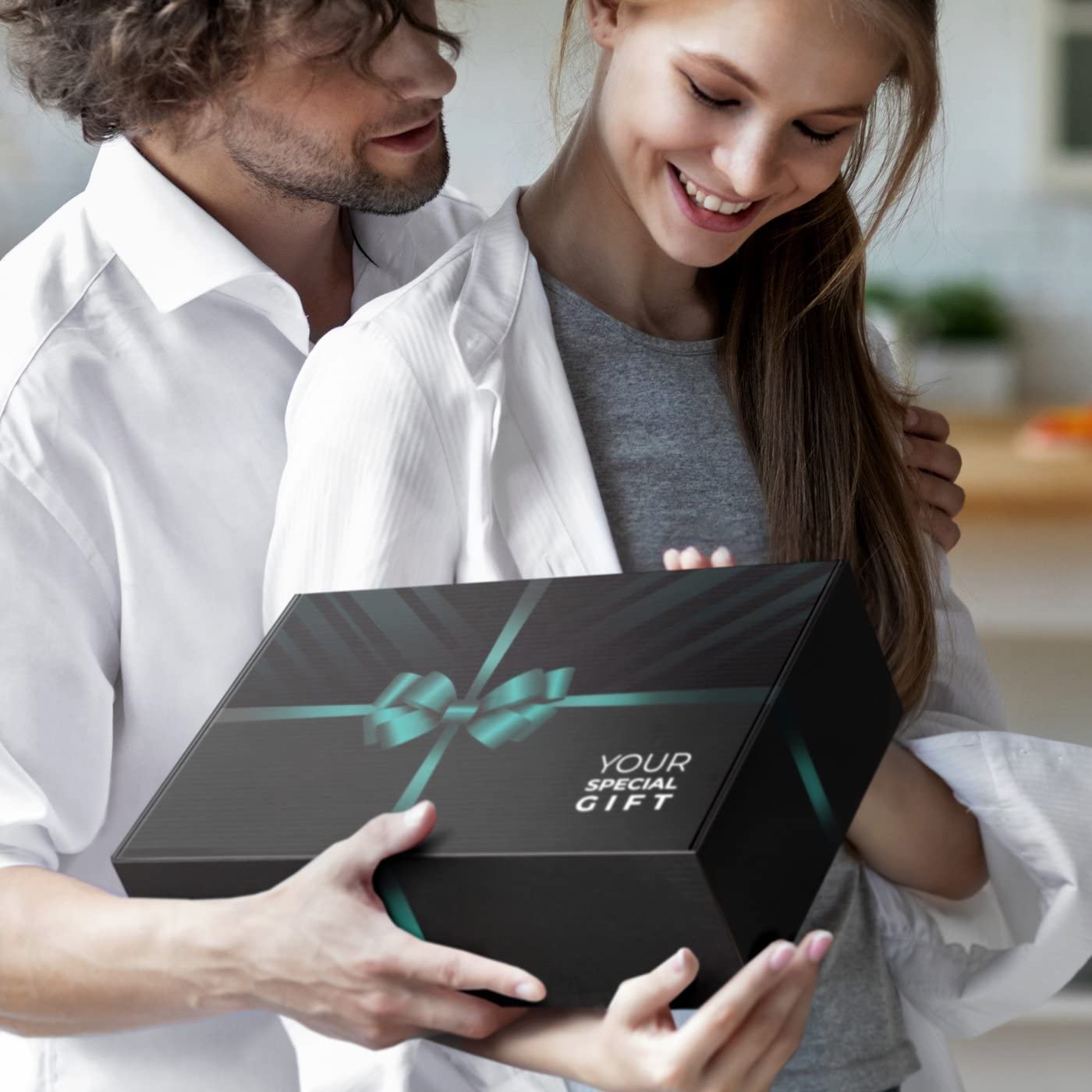 Maverton 6er Weinset in Geschenkbox mit Aufdruck - Flaschenöffner Set - elektrischer Weinöffner - Weinzubehör für Paare - Wein Dekantierset zur Hochzeit zum Hochzeitstag - Blättern