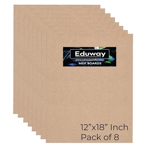 Eduway Tablero de MDF A2 para manualidades, 12 x 18 pulgadas, 4 mm de grosor, paquete de 8 unidades, cartón de pino de alta calidad para artistas, estudiantes de arte y manualidades, corte duro en