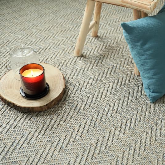 Decoweb Moquette Tissé Plat - Java Chevron - Gris grège - Rouleau de 4m x 3.00m