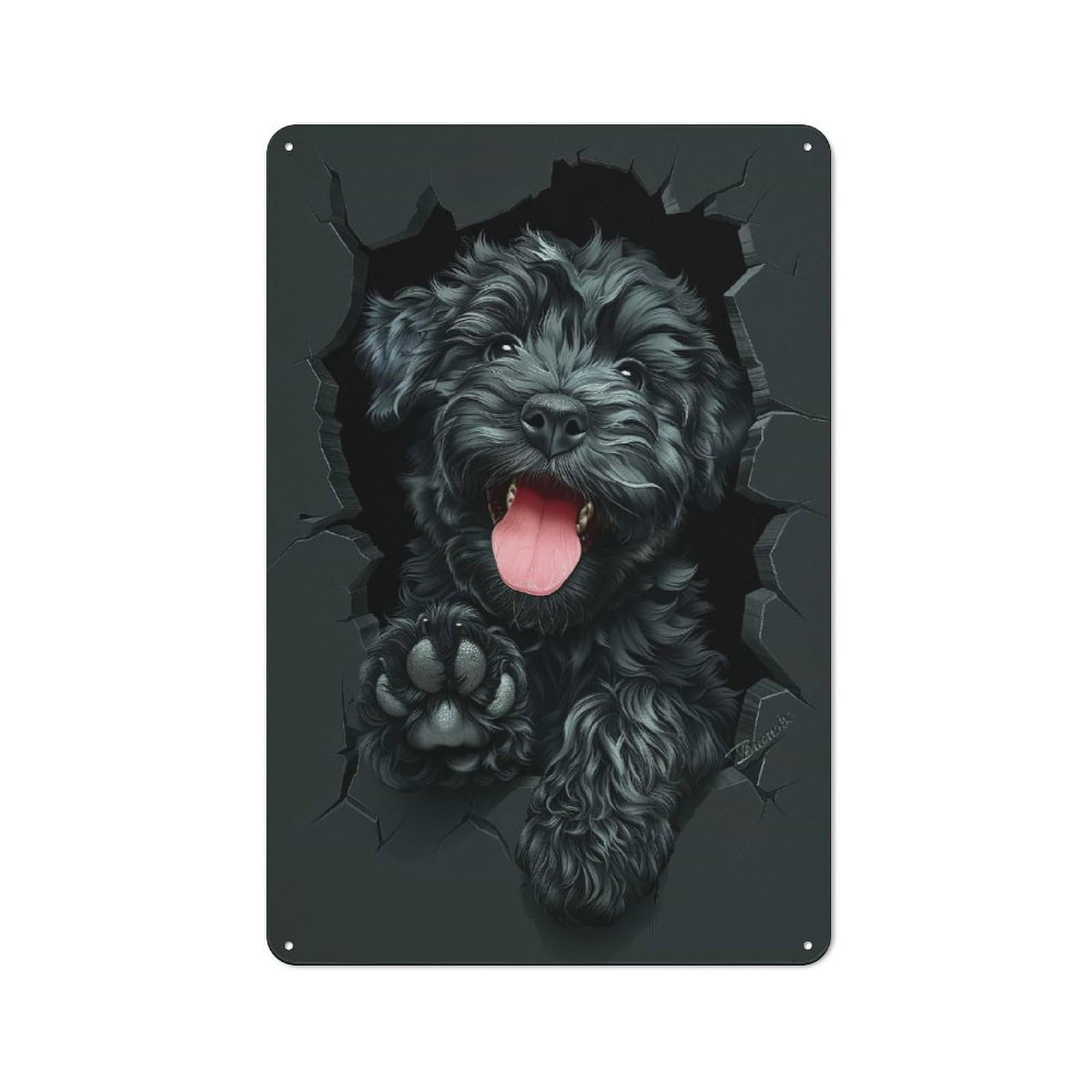 Junmoney Style-18 Vintage Black Russian Terrier Garden Room Metal Sign 30X20cm, Porch Wall Decor For Conservatory, Home Bar Or Utility Room