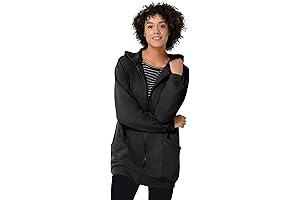 Woman Within Plus Size Zip Front Long and Oversized Warm Fleece Jacket