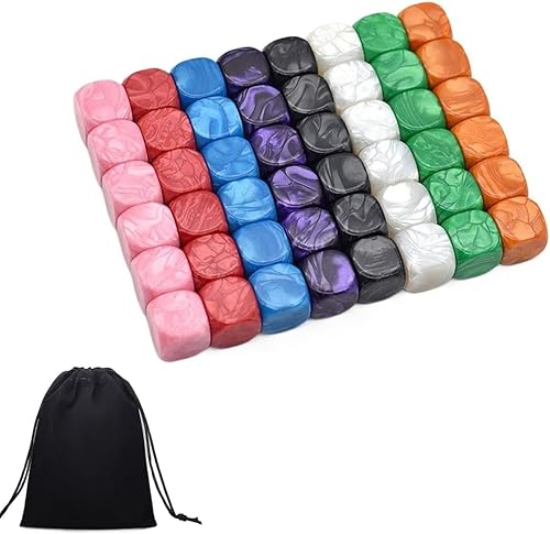 Dados acrílicos arcoíris en blanco, cubos de colores surtidos para cubos de gemas de cristal de entrenamiento, juegos de mesa con bolsa de