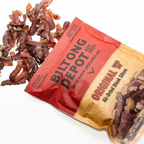 Miniatura 4 de Biltong Depot Original Beef Biltong Slices with Fat – 1lb (16oz) | Air-Dried Beef Jerky Snack | High Protein | Zero Sugar | Keto & Paleo Friendly |