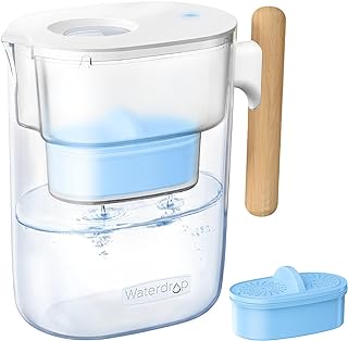 Waterdrop Alkaline Chubby 10-Cup Large Water Filter Pitcher with 1 Filter, Healthy, Clean & Toxin-Free Mineralized Alkalin...
