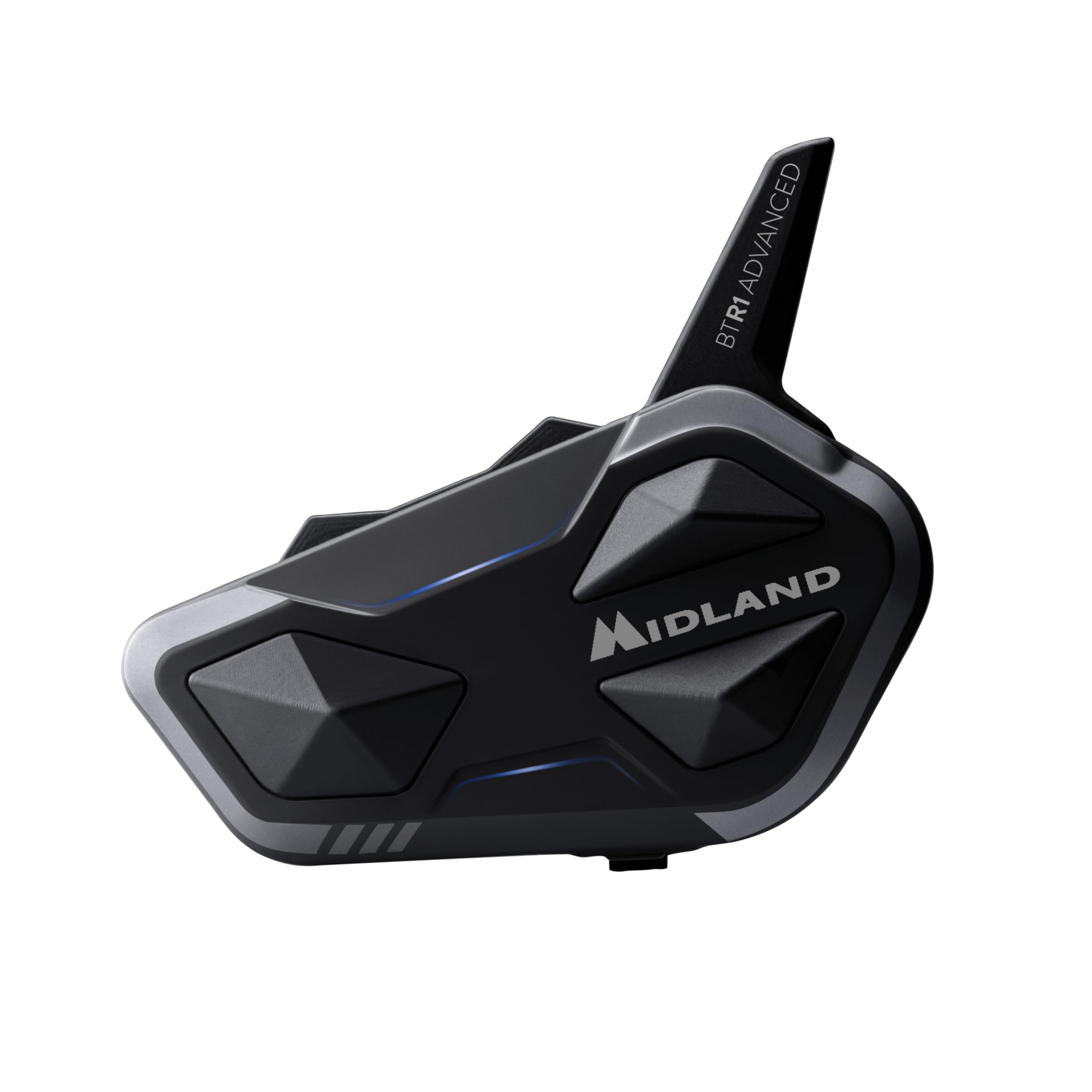 Midland - Intercom Moto BTR1 Advanced Solo X C1529.05, Écouteurs Bluetooth sans Fil Casque Moto Étanche IPX6, Portée 1,2Km Anti Bruit, Audio RCF HD, 4 Personnes Compatible TFT, Fonction VOX