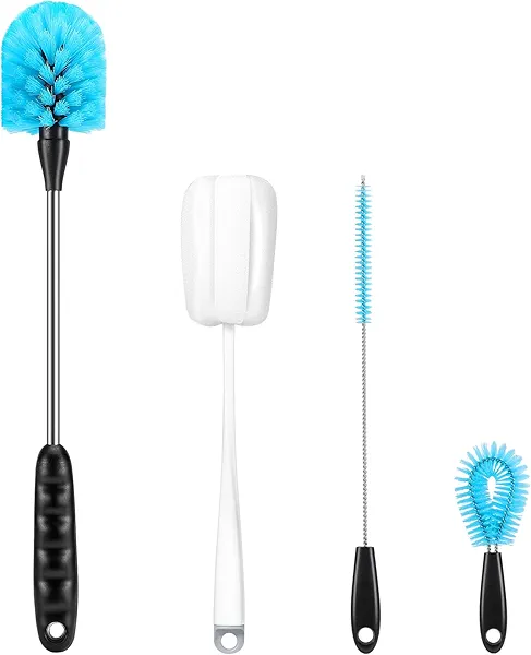 4 Pack Bottle Brush Narrow Neck Cleaning Set, Long Handle Stainless Steel Water Bottle Cleaning Brush, Cleaning Beer Bottles, Milk Bottles, Mugs, Cups, Straws, Lids