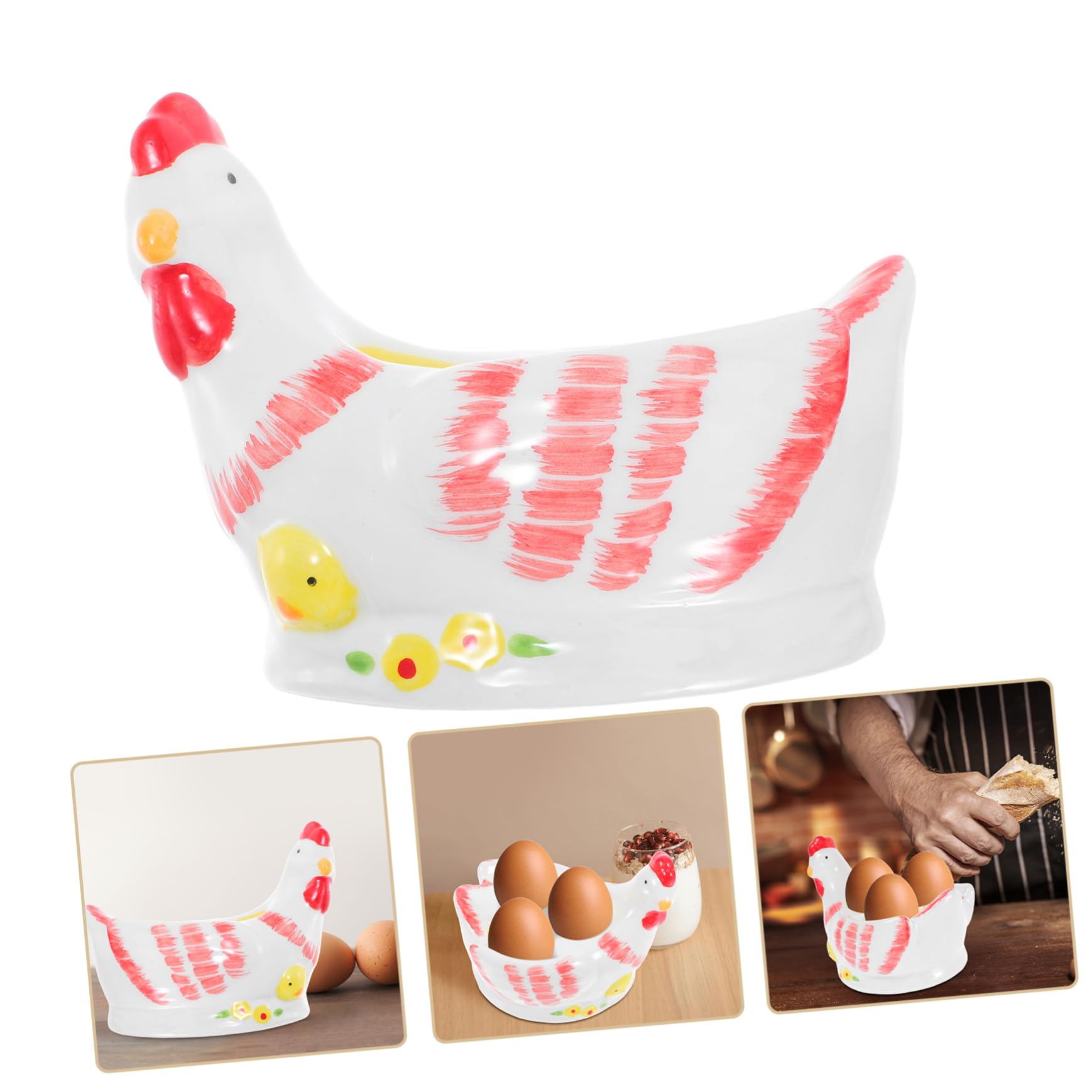 MAGICLULU Coquetier en Céramique Coq Vintage à Glaçure Craquelée 1 Pièce | Support D'œuf, Table de Rangement Pratique, Usage Quotidien et Pâques, Finition Odorante Résistante