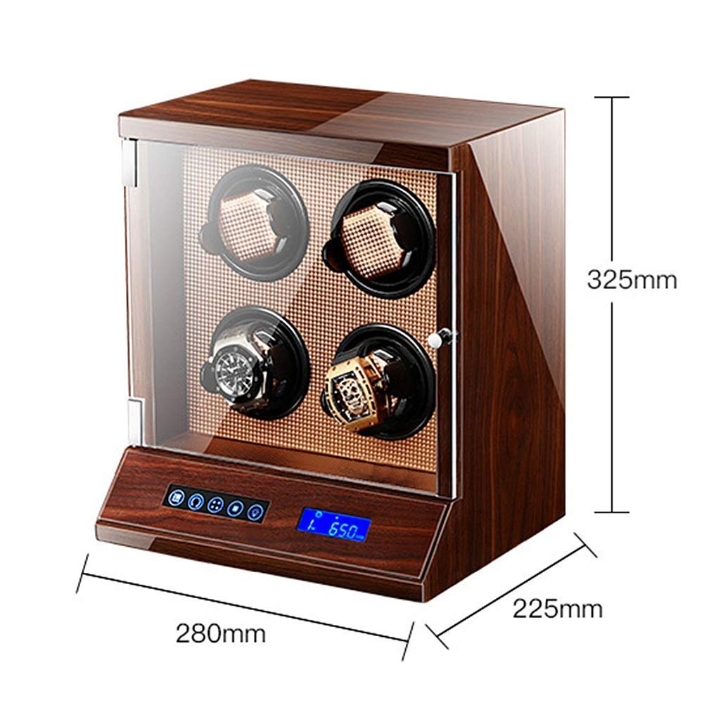caricaorologi Automatico 4 Orologi con Blocco Display Digitale LCD Motore 5 modalità di Rotazione Ciotola in Legno, lacca per Pianoforte