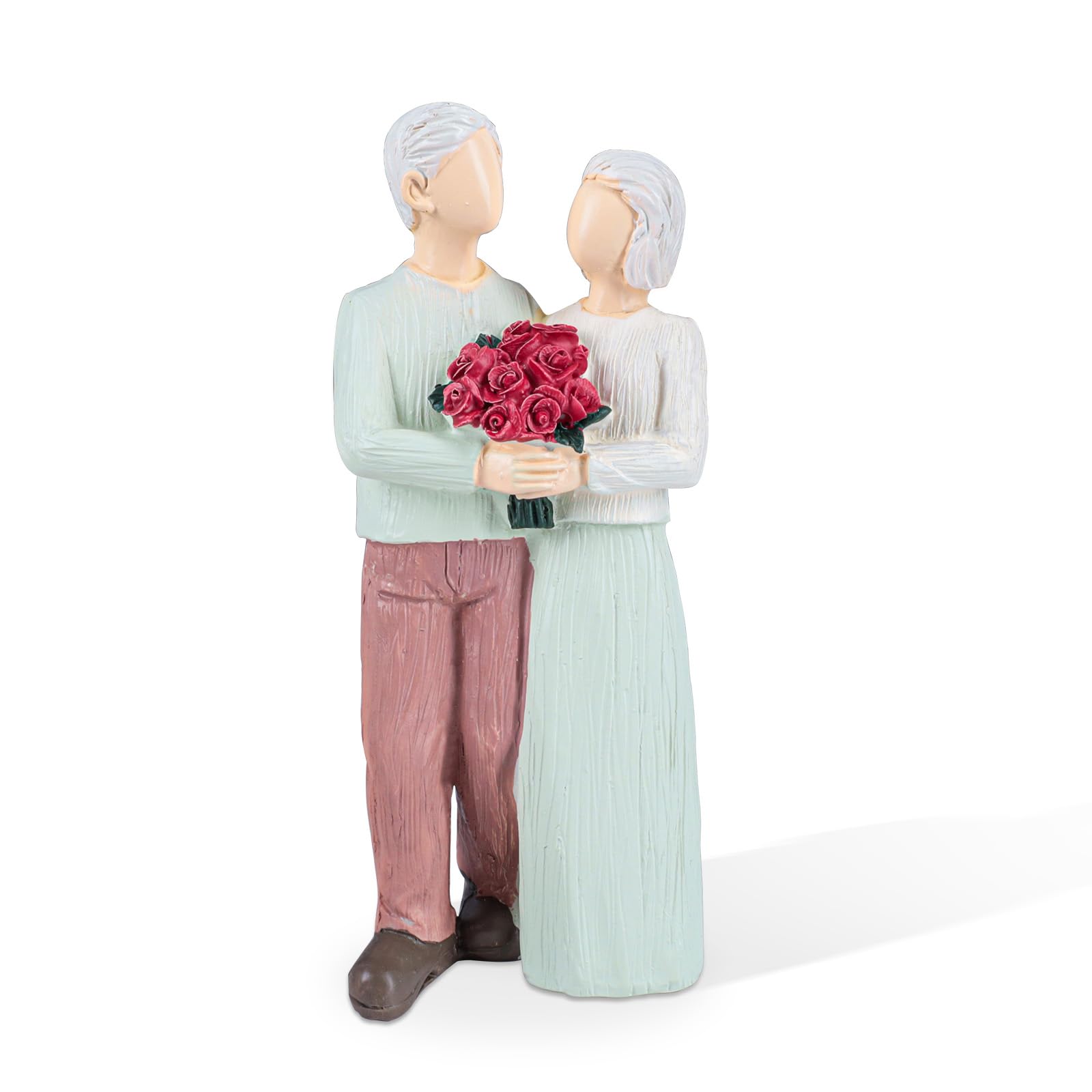 Qzwexaz Multicolor Loving Elderly Couple Figurine, Wedding Anniversary Hand-Painted Sculpted, Anniversary Statue Gifts For Older Couples/Parents/Home Decoration