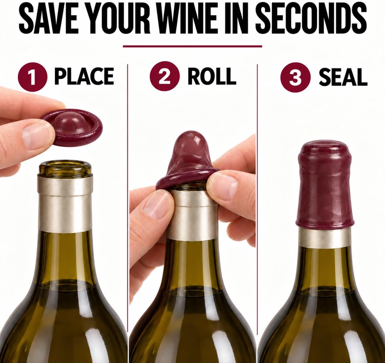 Condom Style Wine Bottle Stoppers (6 Pack) • Air-Tight Rubber Seal for Fresh Wine • Funny Wine Gifts & Novelty Gag Gift • Great For Bachelorette Parties, Birthdays & Christmas image 2