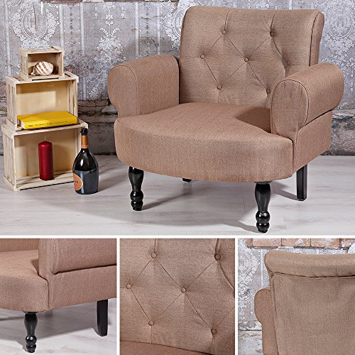 Preisvergleich Produktbild Melko Polstersessel Braun Barock Stil Textilsessel Sitzmöbel Beistellstuhl Armsessel