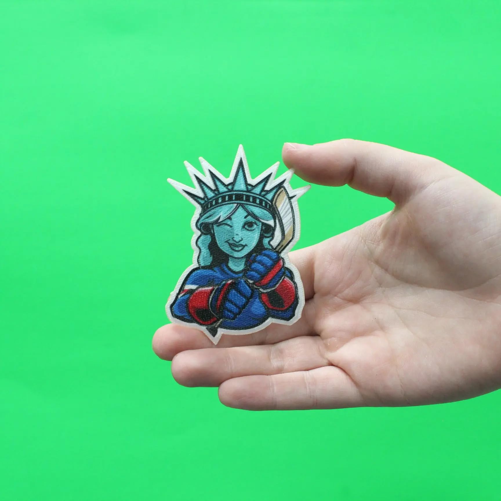 New York Lady Liberty FotoPatch Mascot Hockey Parody Embroidery Iron On