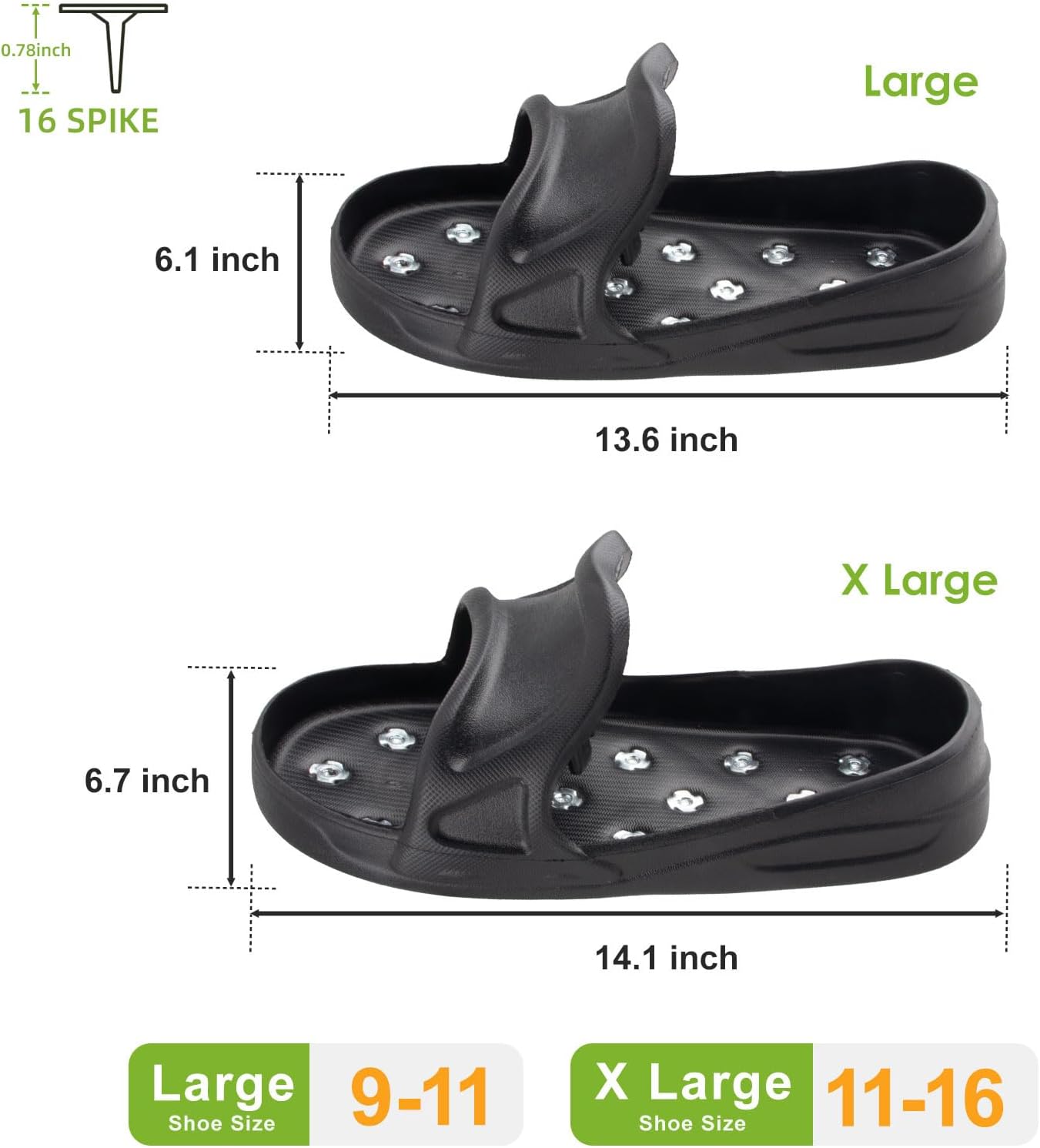 Epoxy Spiked Shoes – Slip-On Floor Leveling & Concrete Resin Safety Footwear, No Assembly Required, Durable EVA, Black, Professional Traction for Epoxy, Self-Leveling & Coating Floors-Size L