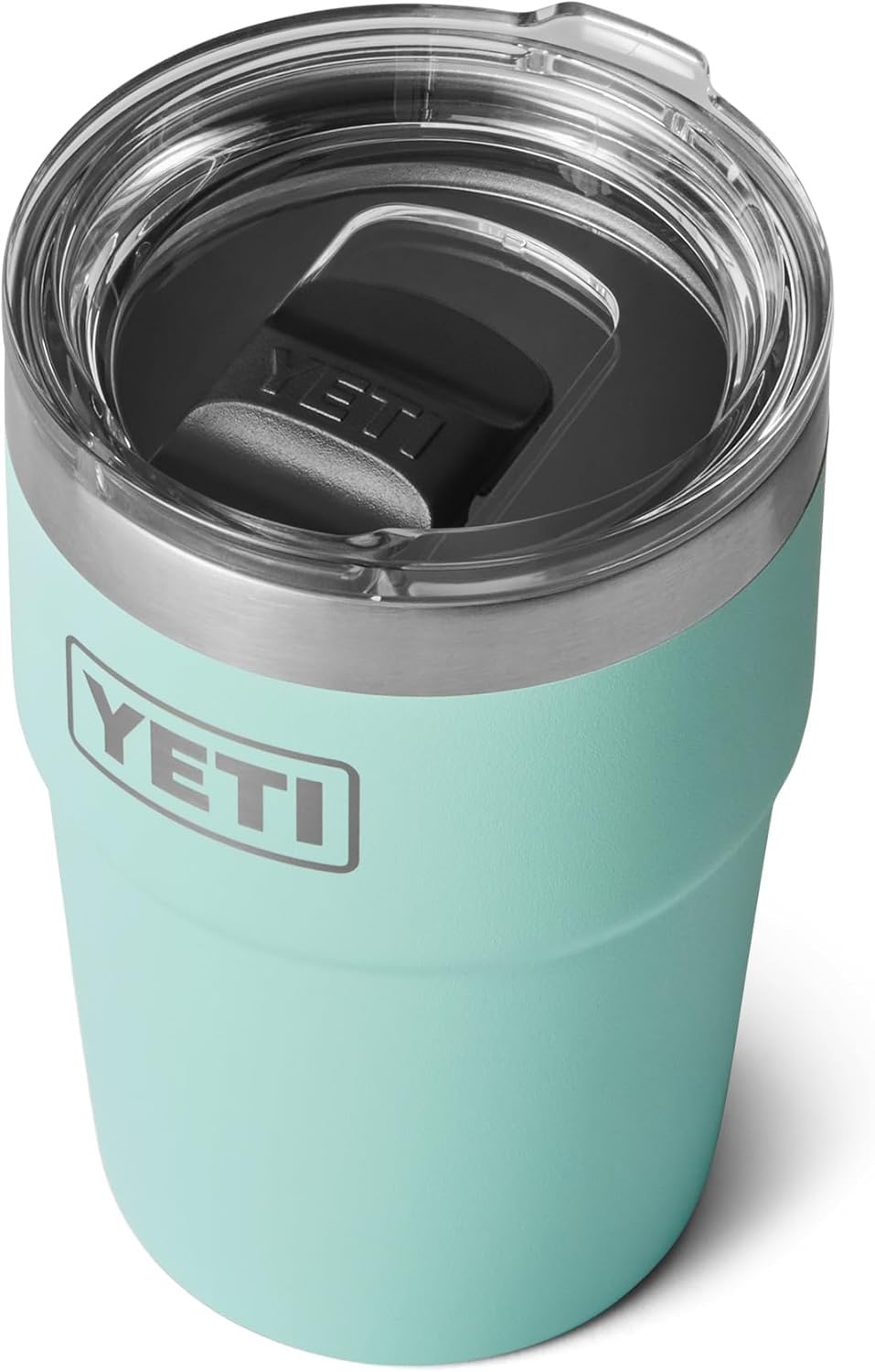 Rambler 16 oz (473 ml) Stackable Cup with Removable Magslider Lid, Stainless Steel Vacuum Insulated Coffee Cup, Seafoam