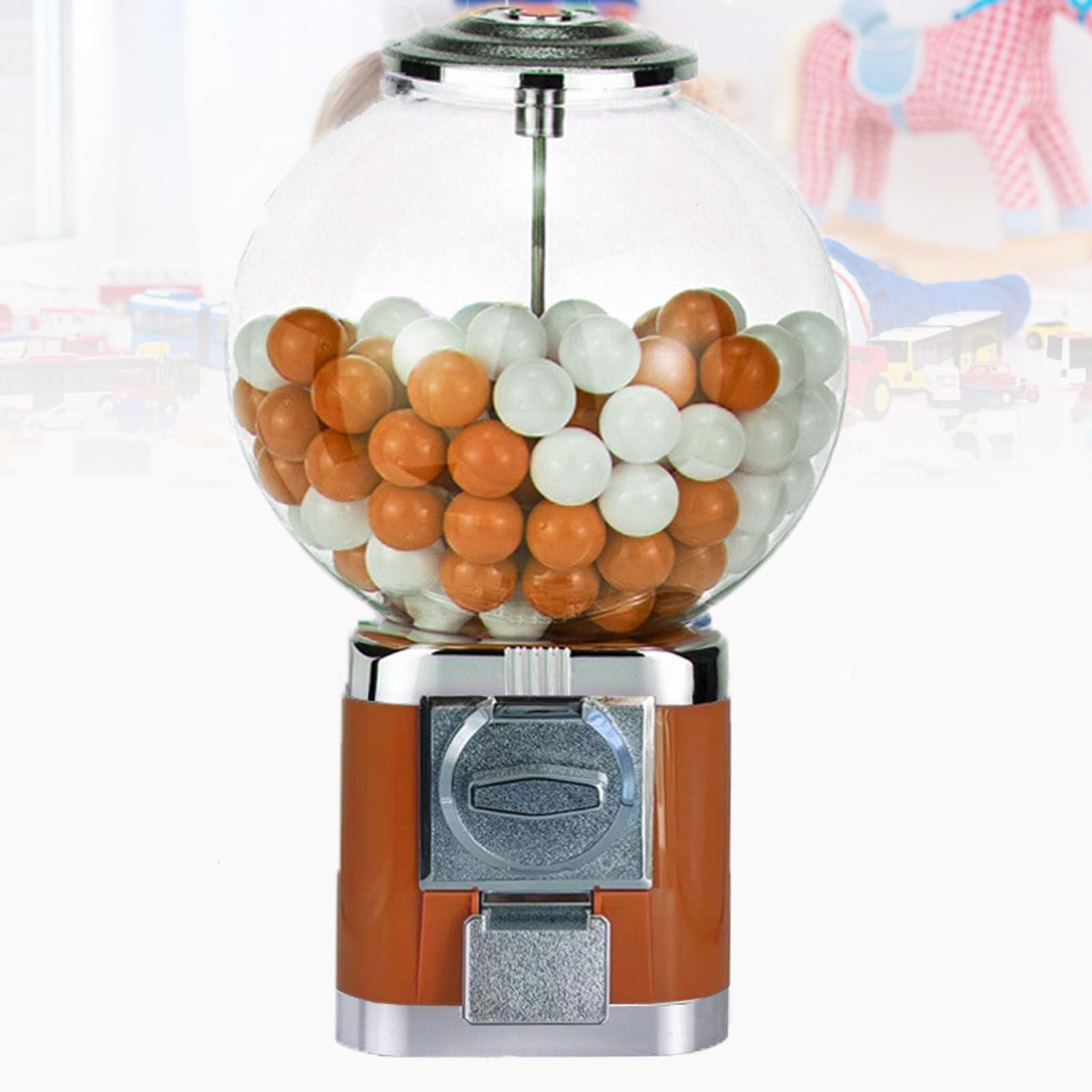 NZVZGKTNTW Gumball Machine,1.26in Ball Bulk Vending Machine W/Key Classic Bubble Capsule Toys Dispenser, Automatic Capsule Vending Machine For Retail Stores(Brown)