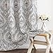 jinchan Curtains for Bedroom, Room Darkening Curtains 84 Inch Length 2 Panels Set, Linen Textured Medallion Drapes for Living Room, Vintage Damask Pattern Window Treatments, Blue on Greige