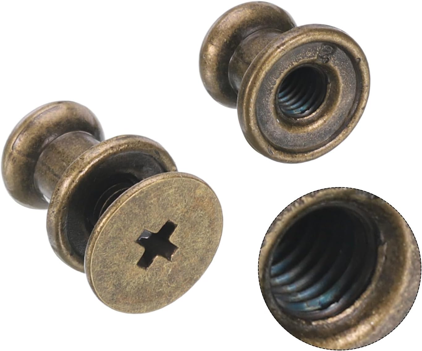 uxcell 24pcs 0.23" x 0.3" Mini Round Knobs, Small Drawer Pulls, Cabinet Knobs Handles Pulls for Dresser Closet Jewelry Box Gift Cases, Bronze