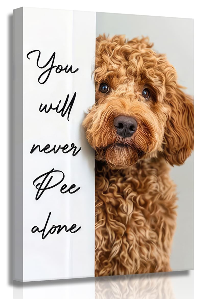 Funny Dog Bathroom Canvas Wall Art Cute Animal