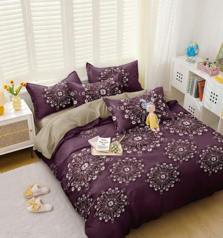 Super Quality Glace Cotton Quilt Cover/Duvet Cover/rajai/ 210 Thread Count, Zipper Closure (Size 90X100) Inches Set of 1 DVT-AK 45-image-14