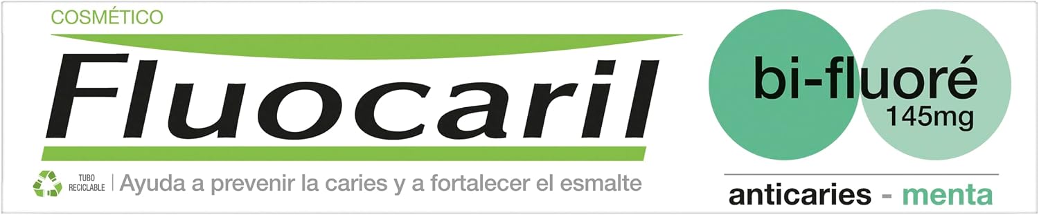 Fluocaril Bi-Fluoré 145 mg Pasta Dentífrica Anticaries Menta Esmalte Reforzado, Dientes Fuertes, Eficacia Clínicamente Probada, Aliento Fresco 75ml