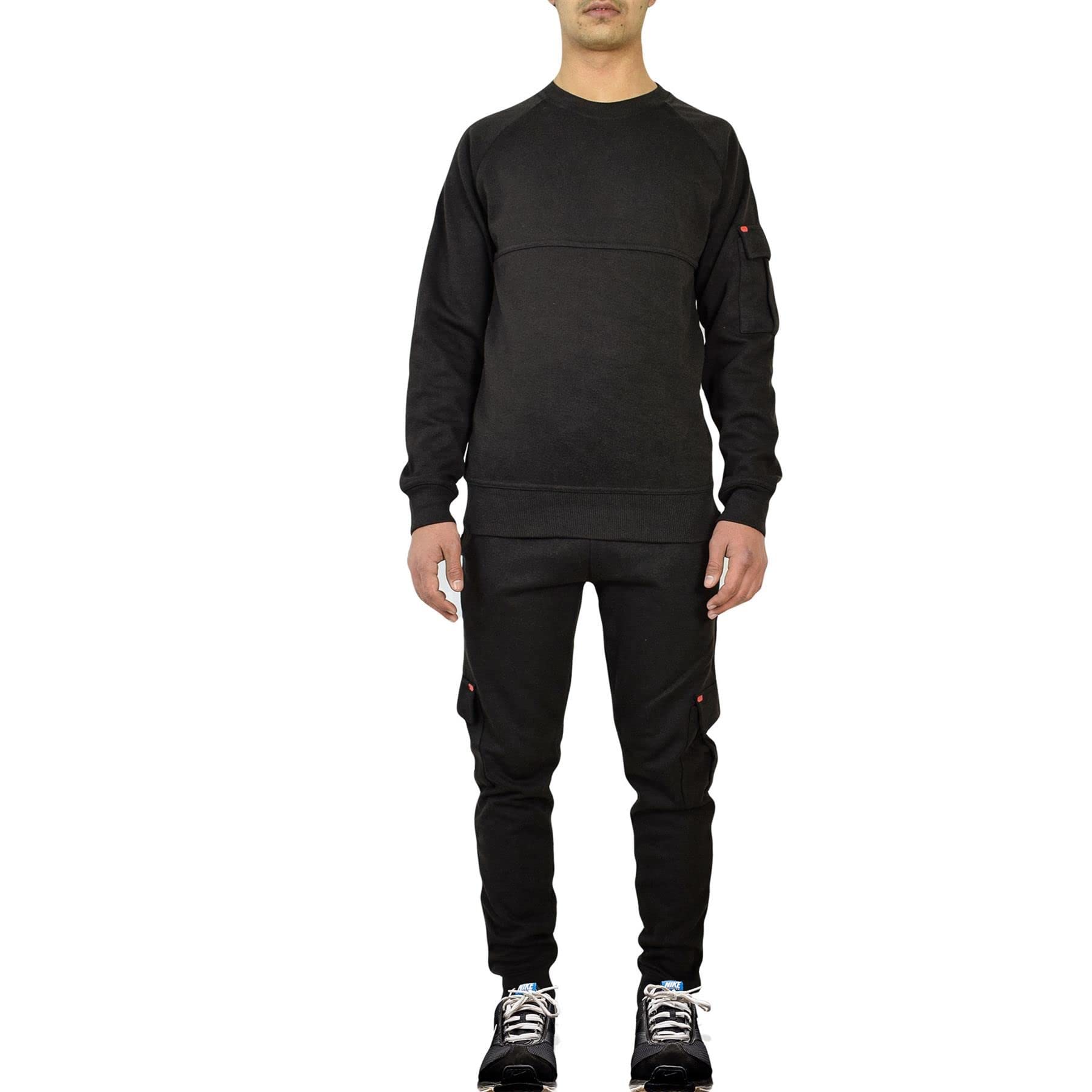 A2z Men's Black Plain Athletic Tracksuit Raglan Sleeves Top With Joggers Sweatpants - Mts 2482 Xl