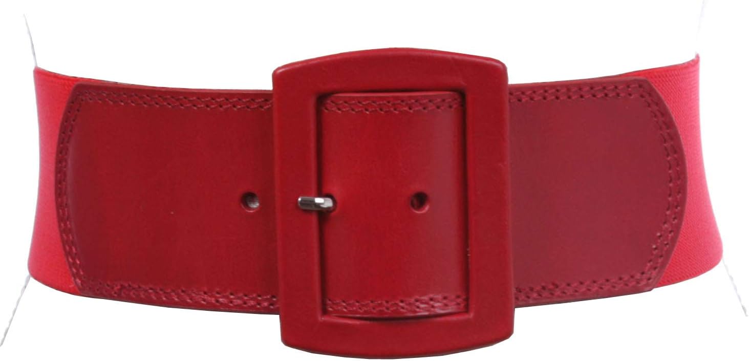 Women's 2 1/2" (64 mm) Wide Elastic High Waist Leather Stretch Belt