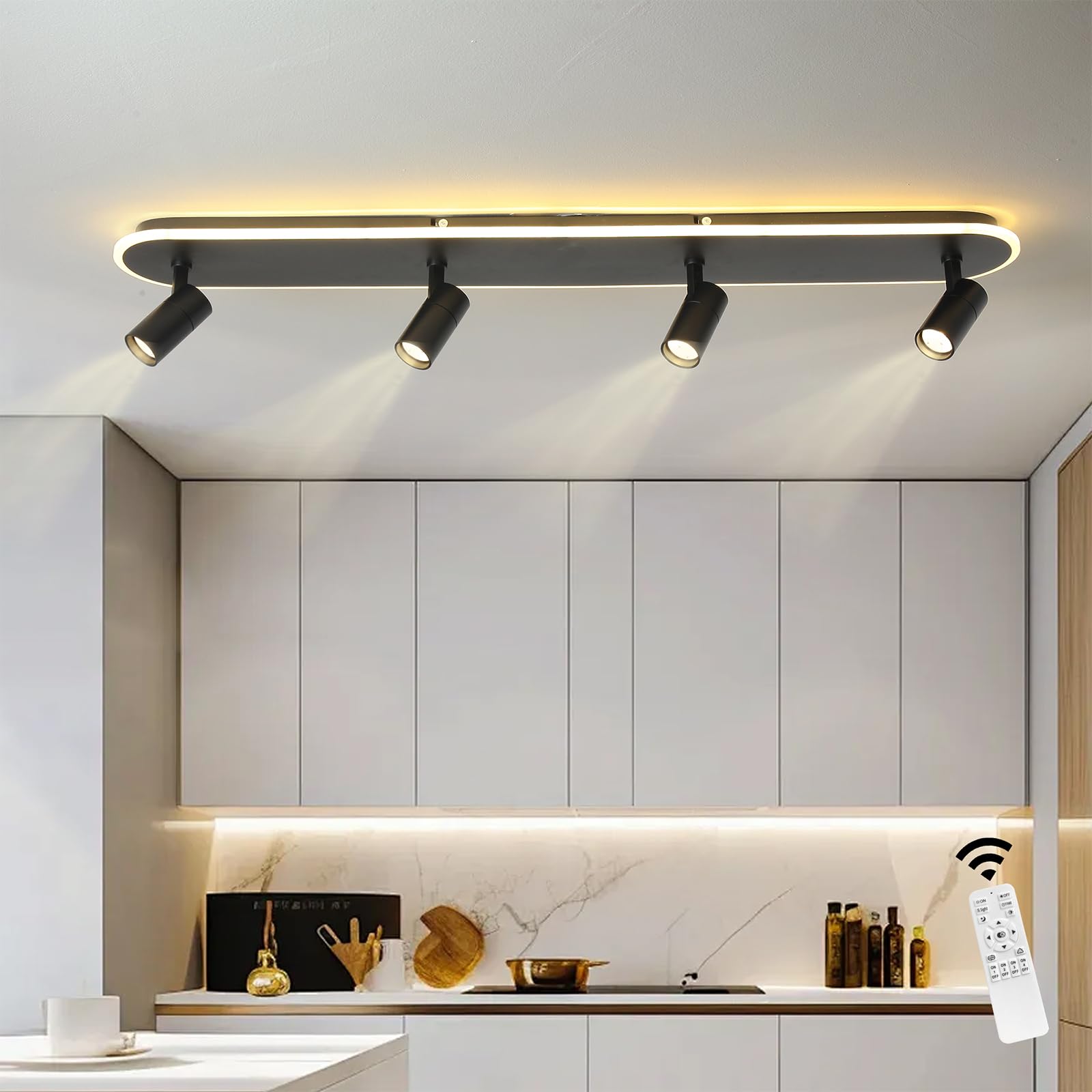 GEADI Plafoniera LED Soffitto Moderna, 110cm 58W Plafoniere da Soffitto Regolabile con Telecomando, Lampada da Soffitto per Soggiorno, Camera da Letto, Bagno, Tavolo da Pranzo, Corridoio