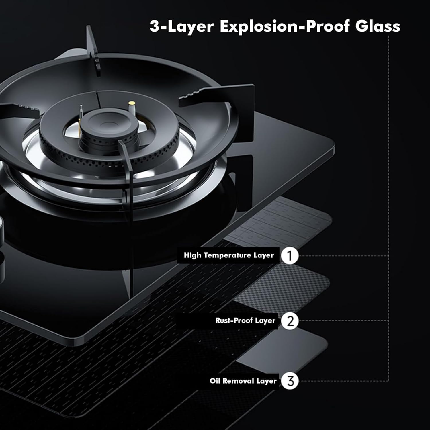 Gas Cooker 1 Burner, Portable Kitchen Counter Top Stove, 5.2KW High-fire Frying Pan, with Flameout Protection, for Outdoor Camping RV BBQ Hob(LPG)(NG)