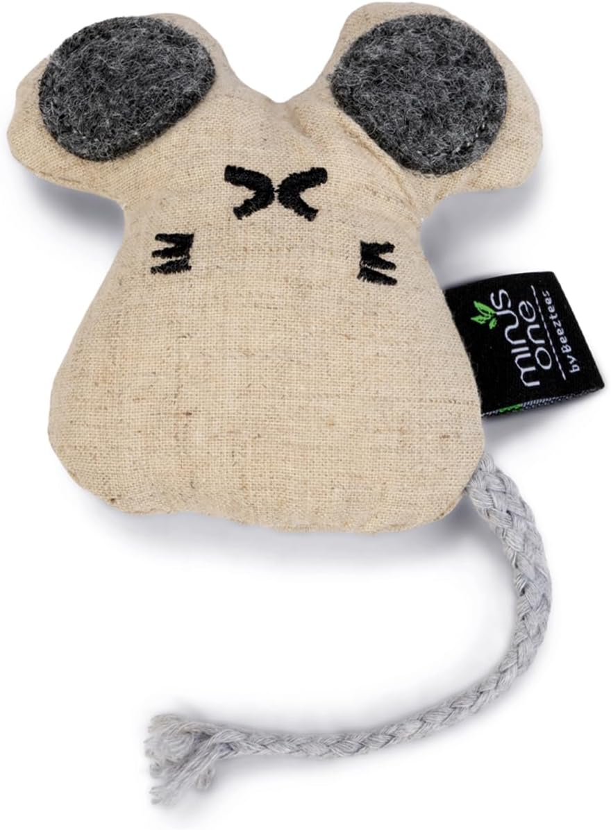 Beeztees Minus One Mouse Coda Cat Toy, Cream, 9.5 x 9 x 2.5 cm