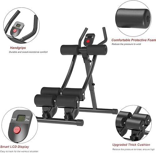 Miniatura 5 de Ab Machine Equipo de ejercicio multifuncional para gimnasio en casa, equipo de entrenamiento de abdominales ajustable en altura
