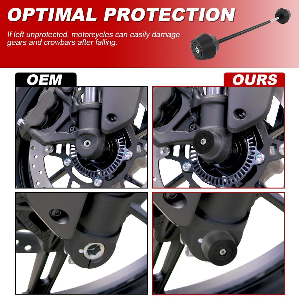 Xitomer Front Axle Sliders Compatible with CFMOTO 450NK 2024-2025, CFMOTO 450SS 2023-2025 Front Fork Wheel Frame Sliders Motorcycle Crash Protector (Front)