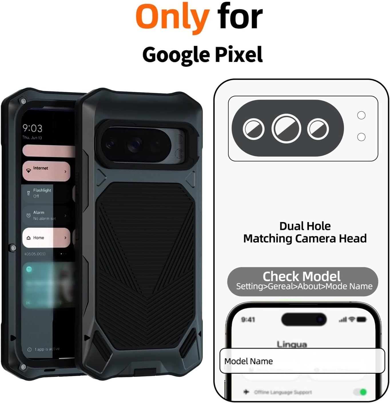 Rugged Case for Google Pixel 10 Pro/Pixel 9 Pro, Full-Body Heavy Duty Shockproof Metal Bumper with Camera Lens Protector, Built-in Screen Guard, Military-Grade Drop Protection(Red,10Pro)