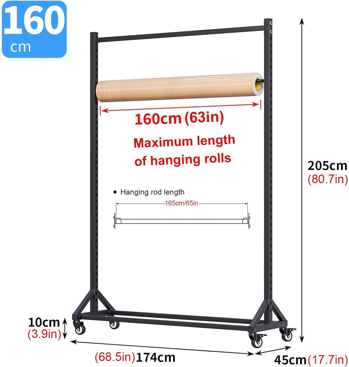 Ribbon Display Rack with Wheels - Versatile Organizer Stand for Fabric Samples, Scarves, Towels, and Craft Supplies - Efficient Storage Solution for Home and Crafts