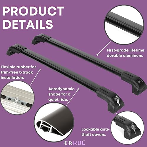 Miniatura 3 de ERKUL Barras transversales resistentes para Toyota RAV4 2019-2025  No son compatibles con modelos AdventureTRD Off-Road  Negro