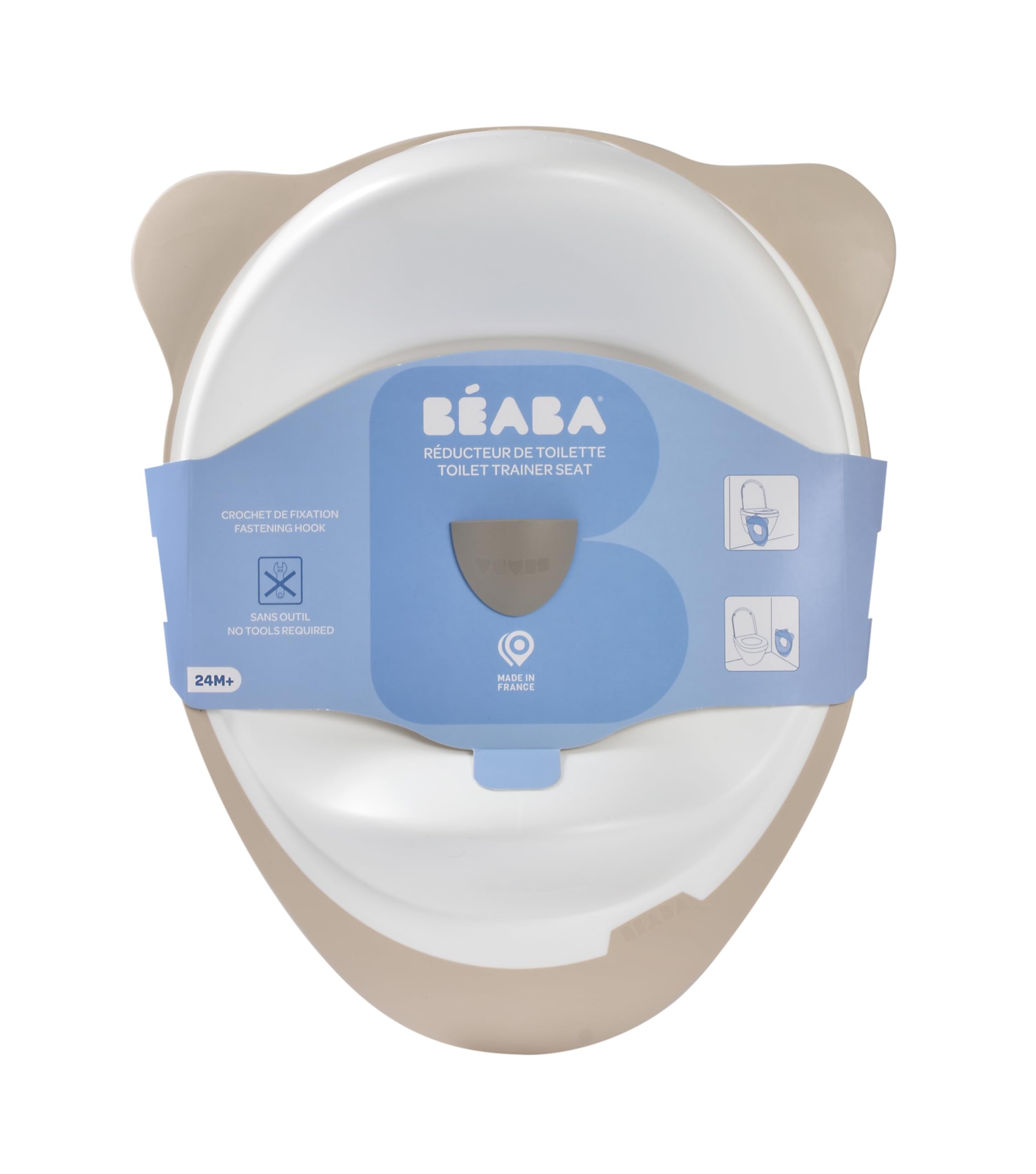 BÉABA, Réducteur de Toilette, Rehausseur WC Enfant Siège de Toilette avec crochet de fixation, Conception Antidérapants ergonomique, Facile d'entretien, Terre d'argile