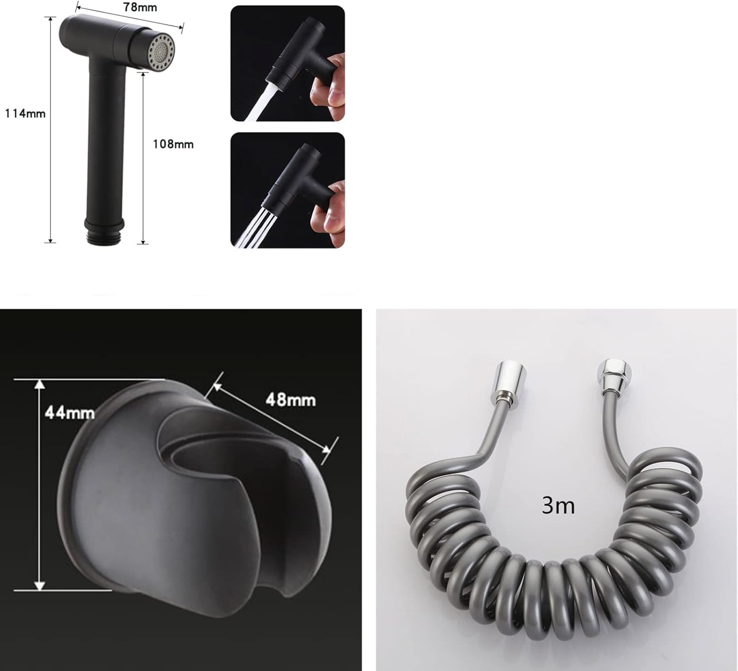 toilet bidet sprayer kit bidet sprayer for toilet brass toilet attachment sprayer cloth diaper sprayer kit bidet sprayer kit for toilet 3m Hose Double Control Angle Valve For Sink,black ( Color : Blac