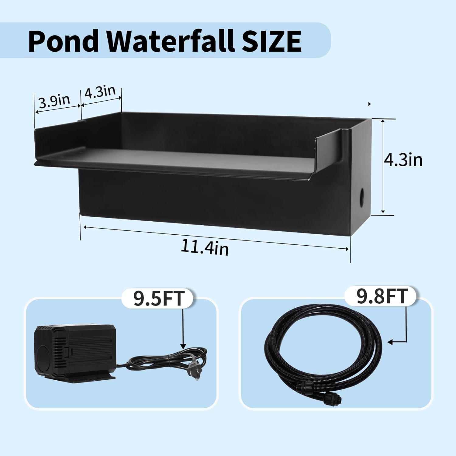 12Inch Pond Waterfall Spillway Kit with 750GPH Pump, Waterfall for Pond Up to 4600 Gallon Pools, Spillways for Garden,Patio Water Feature