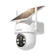 ANRAN 5MP Solar Security Cameras Wireless Outdoor, 2.4G WiFi Camera for Home Security with Fixed Solar Panel, 360° PTZ for Home Surveillance, PIR Human Detection, 3MP Color Night Vision, 2-Way Talk
