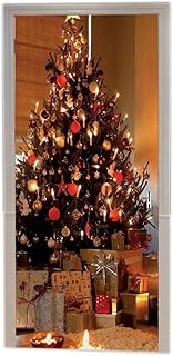 A.Monamour Wall Stickers Retro Pine Fireplace with Decorative Ornaments Children's Gifts Christmas Holiday Environmentally Friendly Vinyl Room Door Decals Wallpaper Murals Removable Sticker Poster